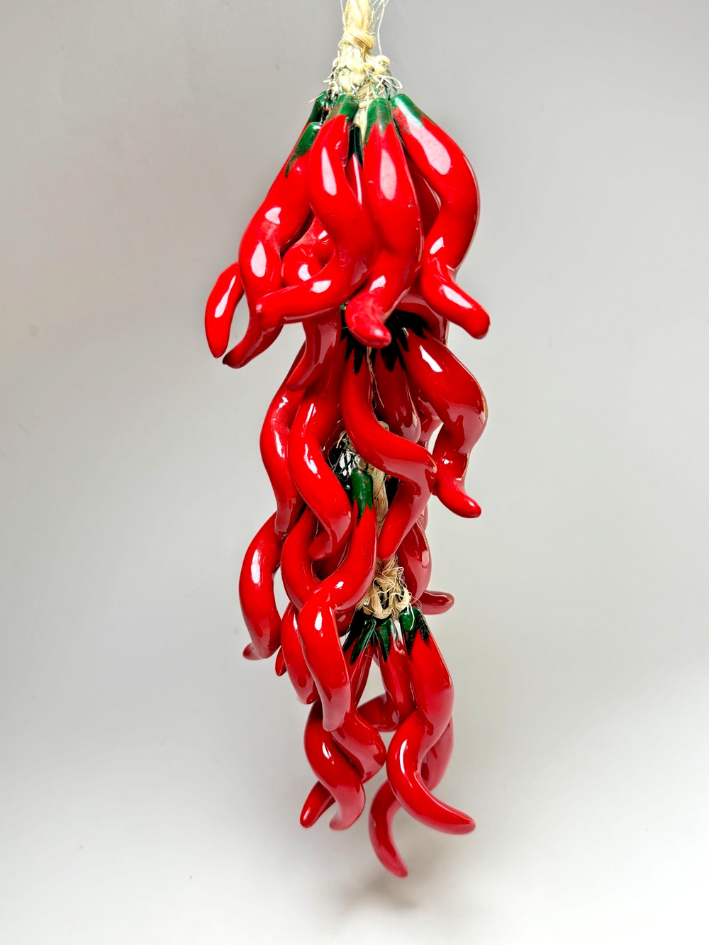 Ceramic Bright Red Chili Pepper String 16" Hanging Ristra Latin Kitchen Decor
